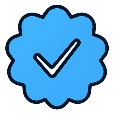 Blue tick with subtle gradient, Instagram verification badge, simple and recognizable sticker