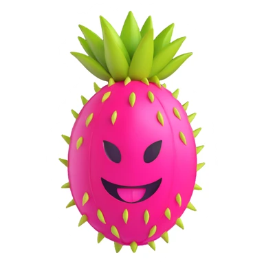 A dragon fruit in a 3D emoji style, highlighting its depth and vibrant colors sticker