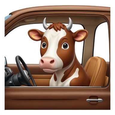 Cow in car  sticker