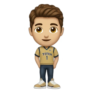 Georgia tech fan with brown hair and Jordan shoes sticker