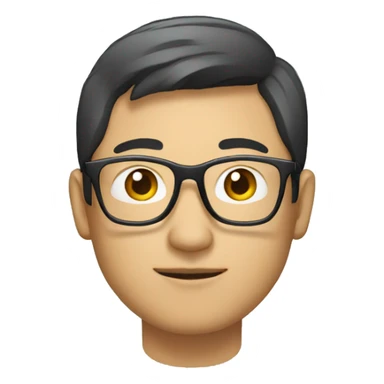 Asian-looking guy with glasses working on his laptop.  sticker