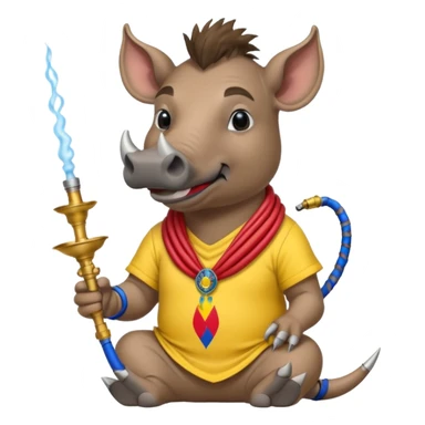 Warthog with a hookah and an ecuadorian flag on his shirt sticker