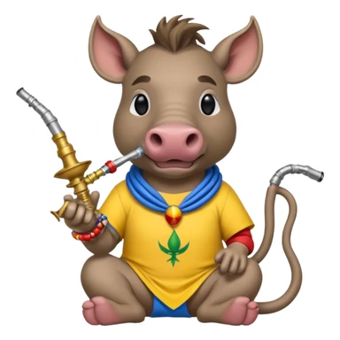 Warthog with a hookah and an ecuadorian flag on his shirt sticker