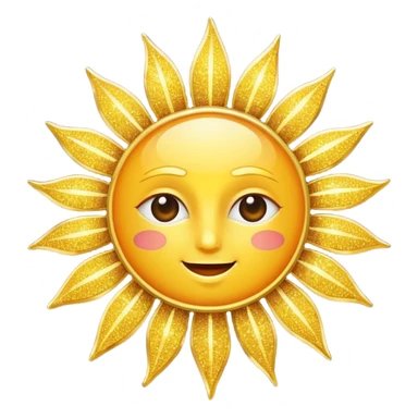 sun in 2d golden glitter in colour without face sticker