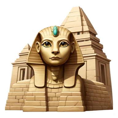 Sphinx with reptilian face ancient big building sticker