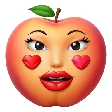peach with lipstick kisses on it sticker