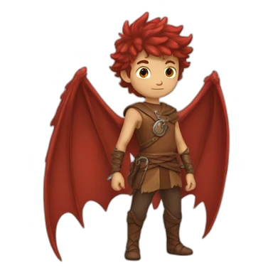 Boy Brave brown dragon red sticker