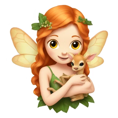 Beautiful ginger fairy with a baby fawn  sticker