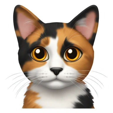 Calico cat with a black face sticker