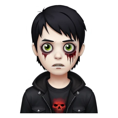 boy zombie with black hair emo sticker