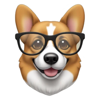 black corgi with glasses sticker