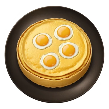 Round spanish potato omelet no plate, plain ok top no toppings nor yolks sticker