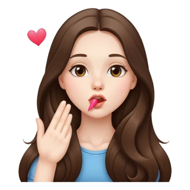  beautiful pale brunette girl with long hair sending a blowing kiss sticker