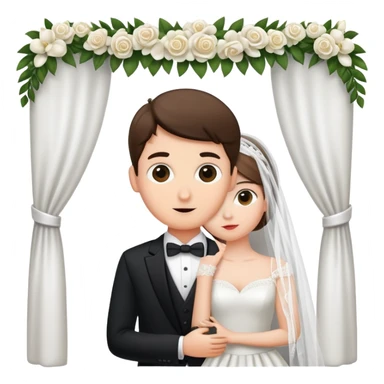 Sneaky person in formal attire crashing a wedding ceremony, peeking from behind decorations sticker