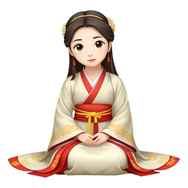 Beautiful girl in Hanfu sitting on the ground sticker