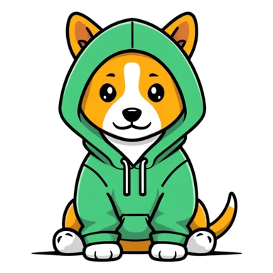 Dog wearing a hoodie sticker