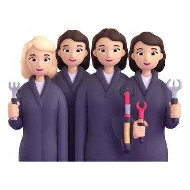 beauty salon team members with styling tools sticker