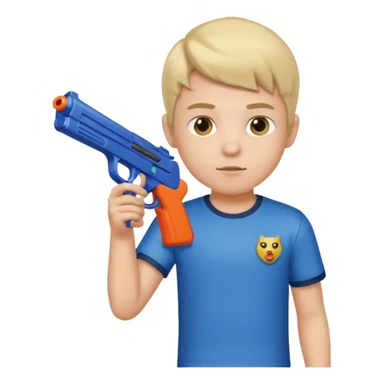 Boy puting gaming shoting shirt and shoting gun sticker