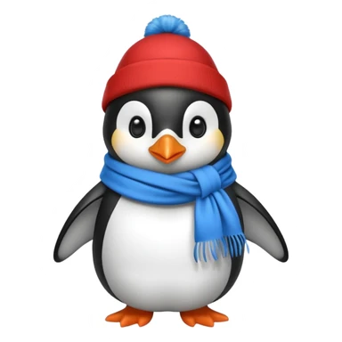 a cute penguin with blue scarve and red hat sticker