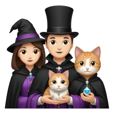 magician couple and their pet cat sticker