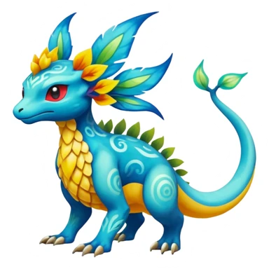 Elemental Exotic Colorful Fantasy Pokémon-Fakémon-hybrid-creature (full body) sticker