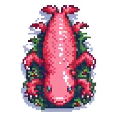 red axolotl, pixel art style sticker