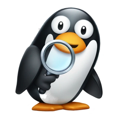  penguin with magnifying glass sticker