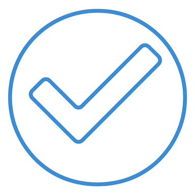 Change the checkmark to white while keeping the blue outline in a simple modern color outline style with no background. sticker