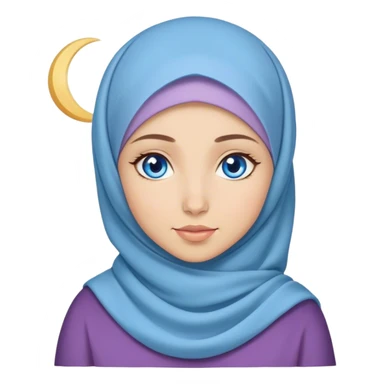 Turkish beautiful finish Konya girl blue eyes with lila color and ramadan moon hijab  sticker