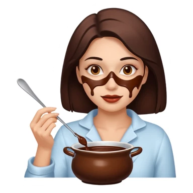 woman almost eating chocolate fondue sticker