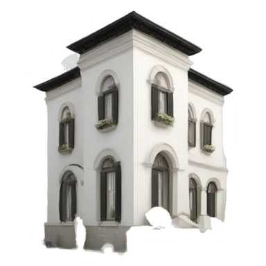 White Italian villa with black details sticker