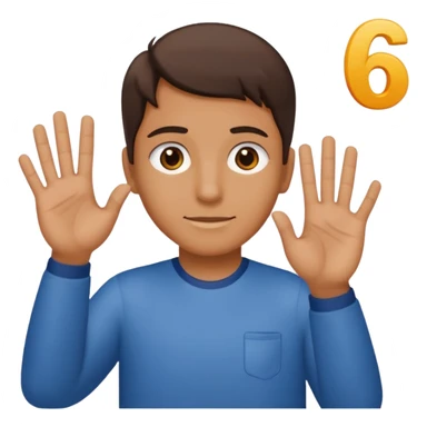 🤷🏻‍♂️ number 6 in left hand and number 7 in the right hand sticker