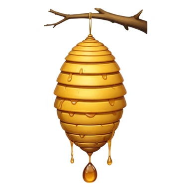 A hanging beehive dripping golden honey from its base. sticker