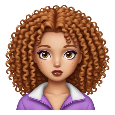 curly hair, freckles, pretty bratz baddie sticker