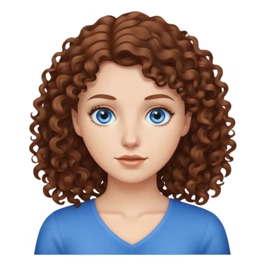 white girl with brown curly hair and blue eyes sticker