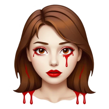 Brown Hair Woman , white paint , drip, face, hot  Sexy, lips sticker