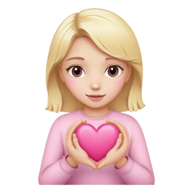 blonde girl Holds a pink heart in his hands sticker