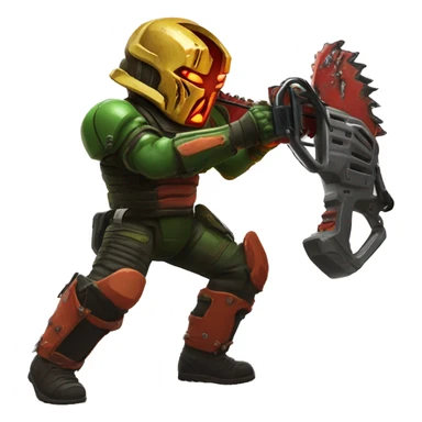 the doom slayer gutting a demon with a chainsaw sticker