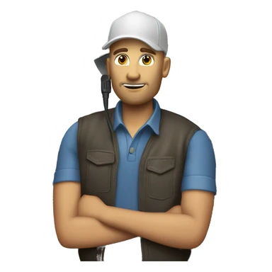 White trucker smoker talking on walkie talkie sticker