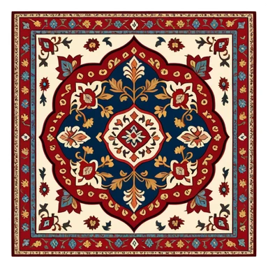 Traditional Dagestani carpet with intricate patterns sticker