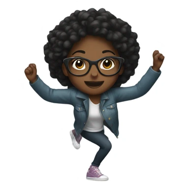 Black girl with glasses dancing sticker