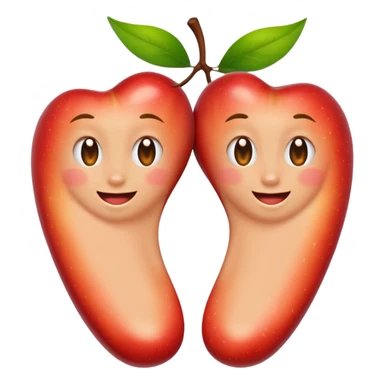 two feet soles, apple emoji style, winking, inspired by reference image sticker