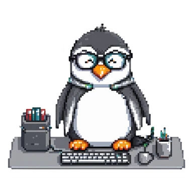 penguin programmer coding sticker