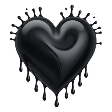black ink heart emoji with ink streaks sticker