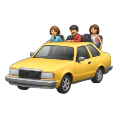 Car with 3 people riding sticker