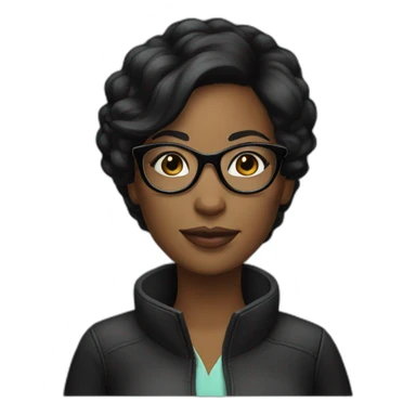 black hair woman designer with glasses sticker