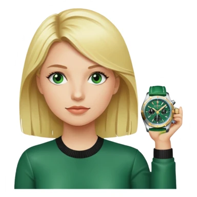 Breitling green faced watch on blonde girl wrait sticker