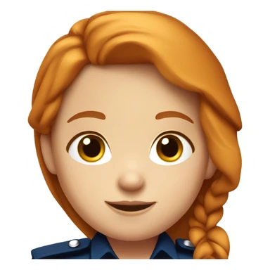 face of ginger girl police officer teen cute blue uniform  policia badge brown eyes sticker