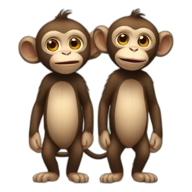 a couple of monkeys standing next to each other sticker