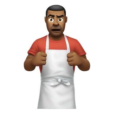 person wearing apron who is angry because ads are popping up sticker